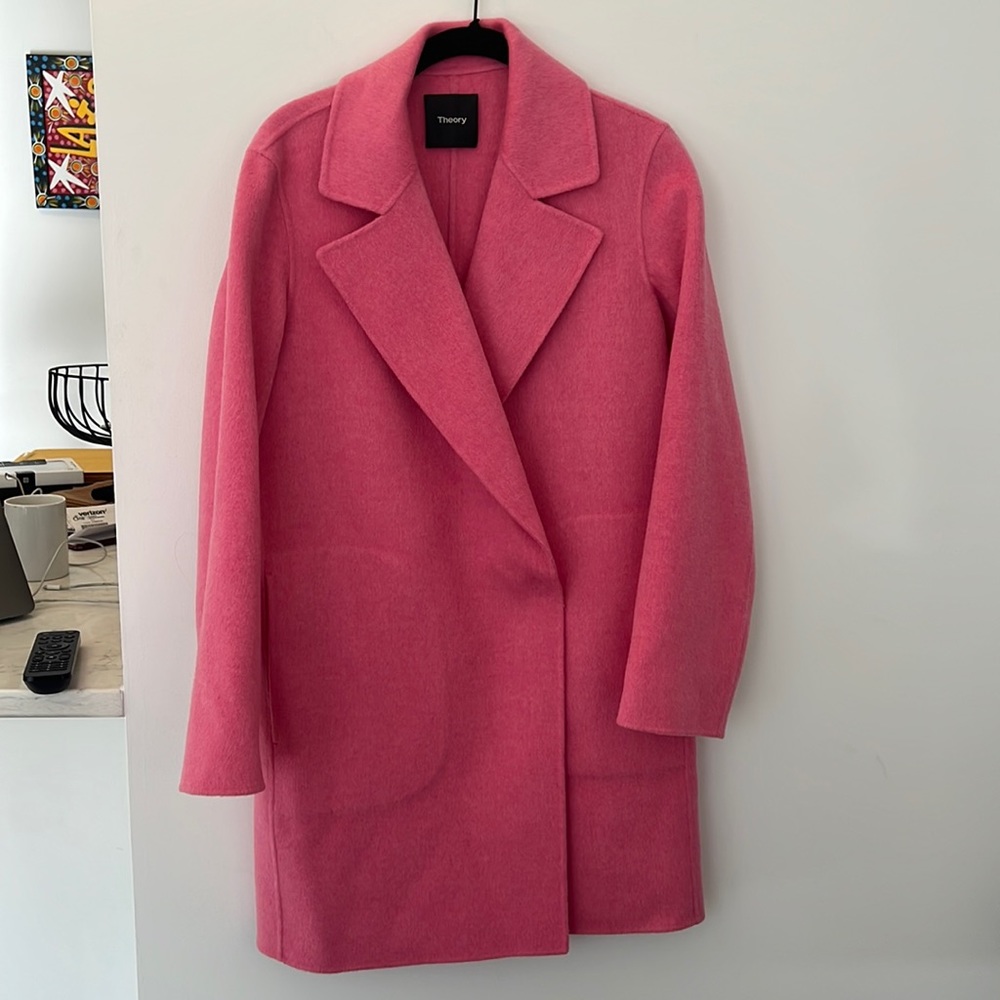 Theory Bright Pink Wool-Cashmere Coat